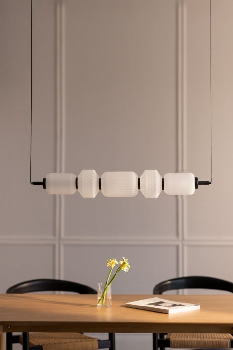 LED linear ceiling lamp in iron and glass (95 cm) Necsar