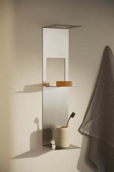 3-shelf brushed steel rack Panya