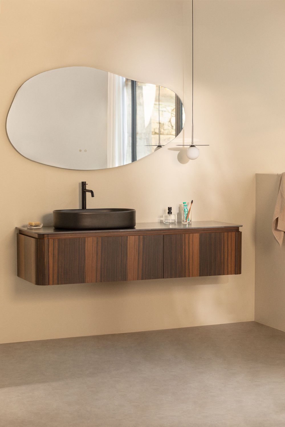 Lavena wood bathroom furniture set, gallery image 1