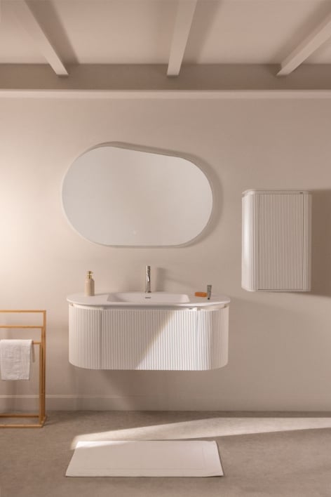 Carsone wooden bathroom furniture set with integrated washbasin - White