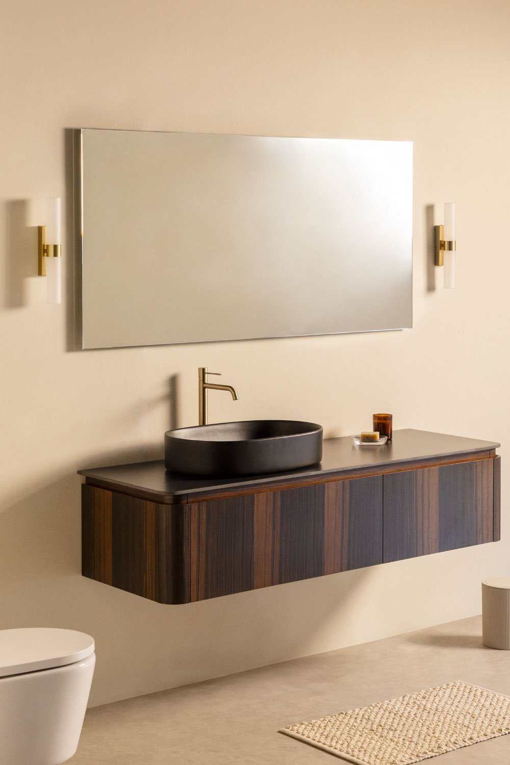 Lavena wood bathroom furniture set, gallery image 1