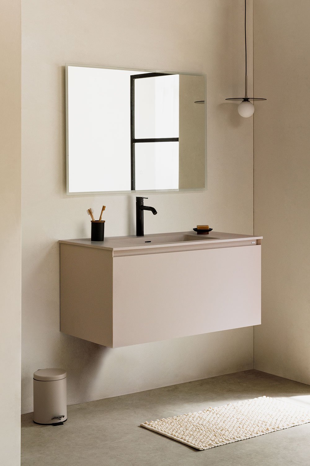 Macrae wooden bathroom furniture set with integrated sink, gallery image 1