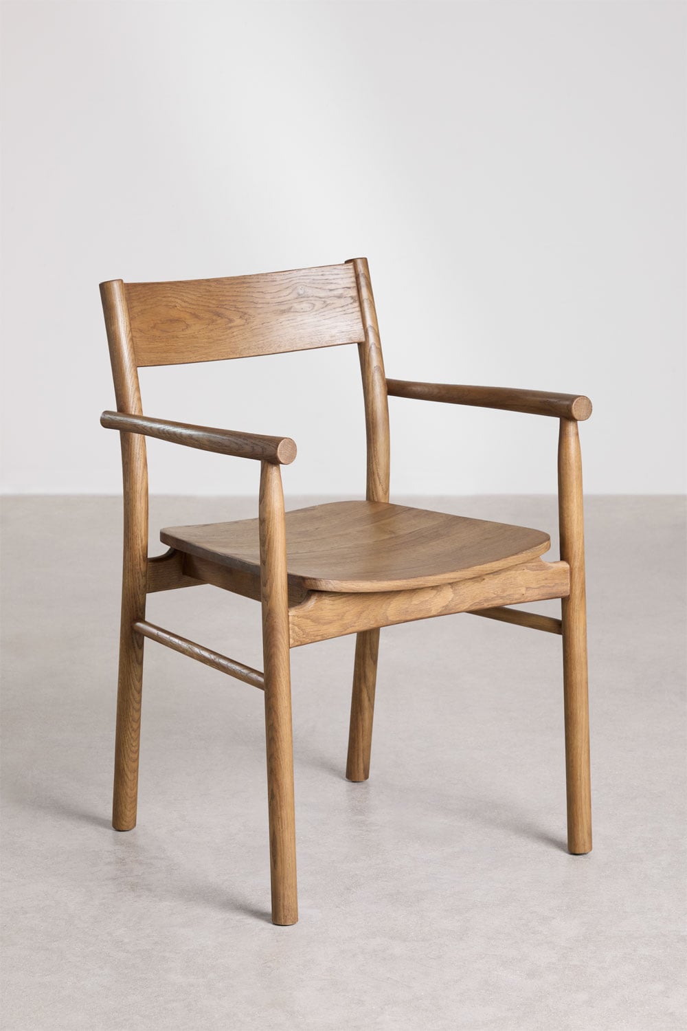 Pack of 4 dining chairs with armrests in Mara Signature oak wood, gallery image 2