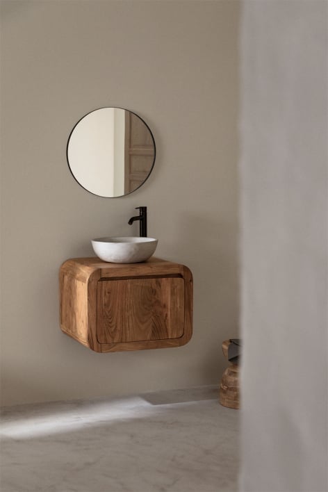 Vacry wall-hung bathroom furniture set in acacia wood