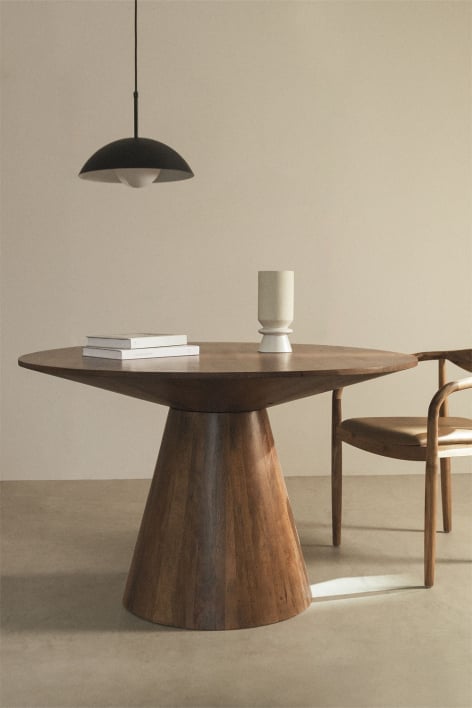 Weymar round mango wood dining table