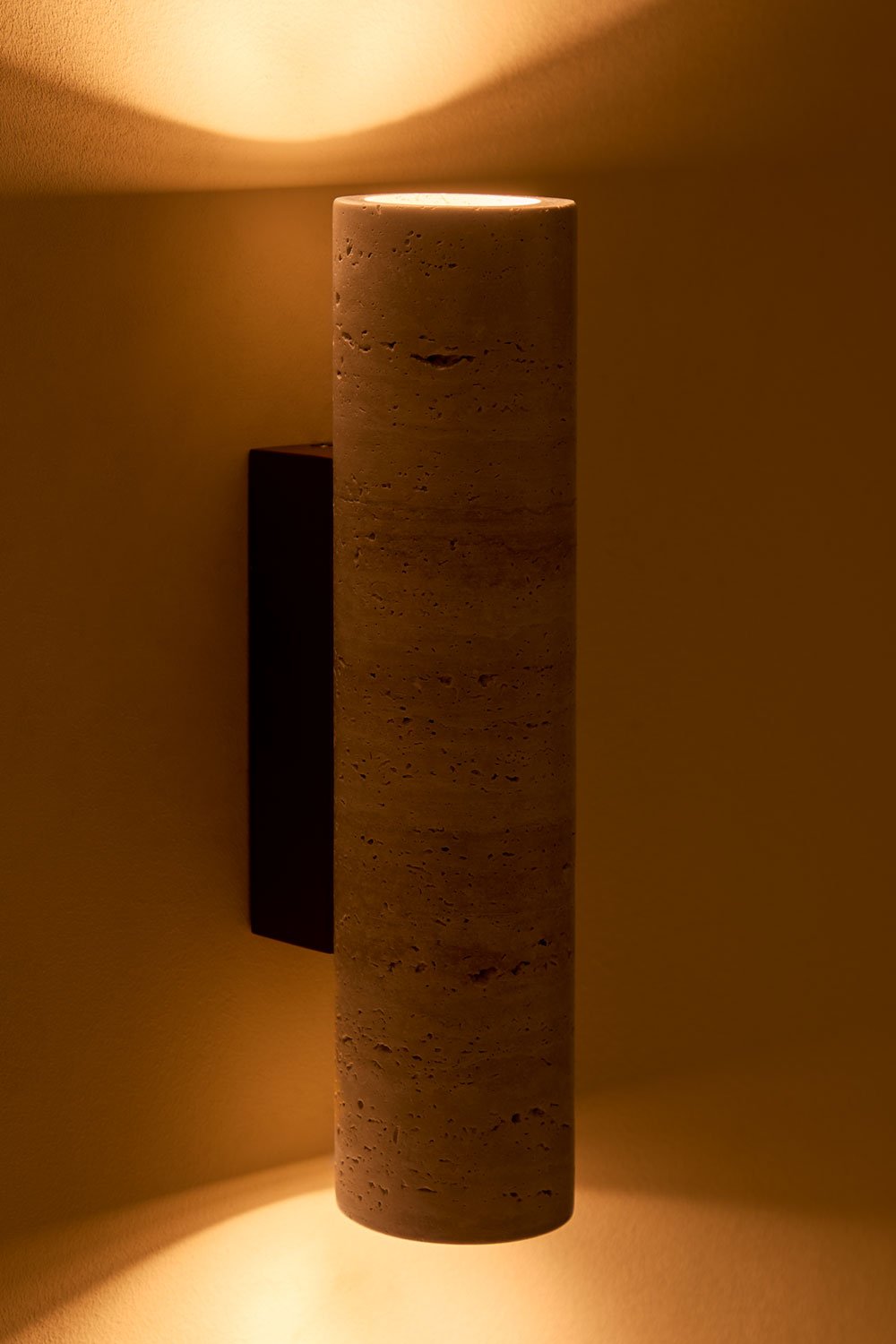 Davise travertine and wood wall light, gallery image 3
