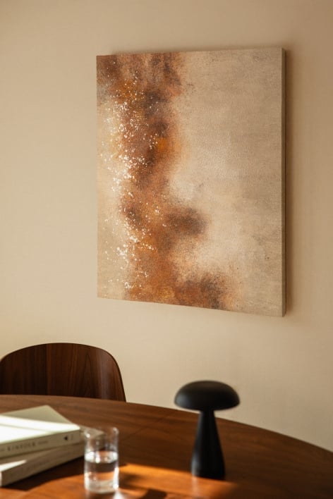 Decorative painting (80x100 cm) with plaster texture in beige linen Sabik