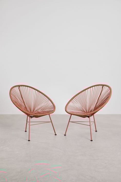 Pack of 2 armchairs in steel and synthetic wicker New Acapulco