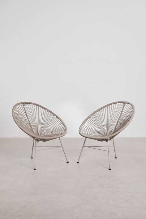 Pack of 2 armchairs in iron and synthetic wicker New Acapulco