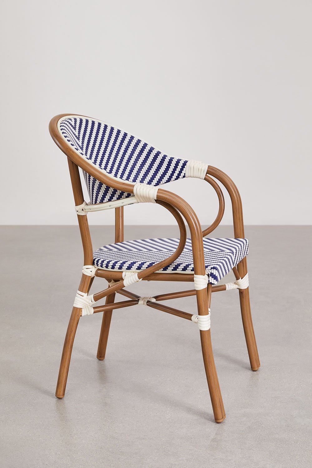 Brielle Bistro Stackable Dining Chair with Armrests in Aluminum, gallery image 2