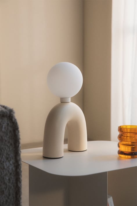 Ceramic table lamp with Galva glass ball