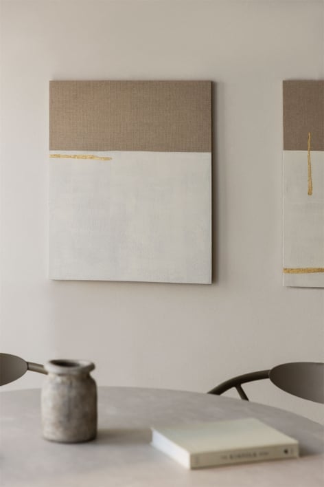 Hand painted decorative painting on linen with plaster relief (80x100 cm) Mivara