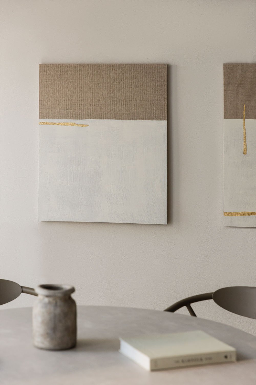 Hand painted decorative painting on linen with plaster relief (80x100 cm) Mivara, gallery image 1