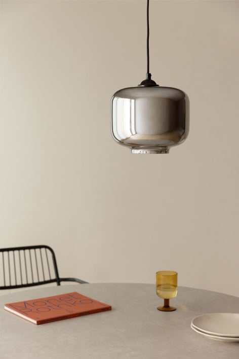 Lorain Metal and Glass Ceiling Lamp