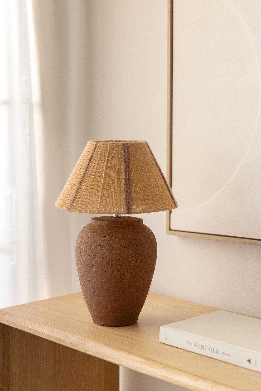 Verena table lamp in wool and terracotta, gallery image 1