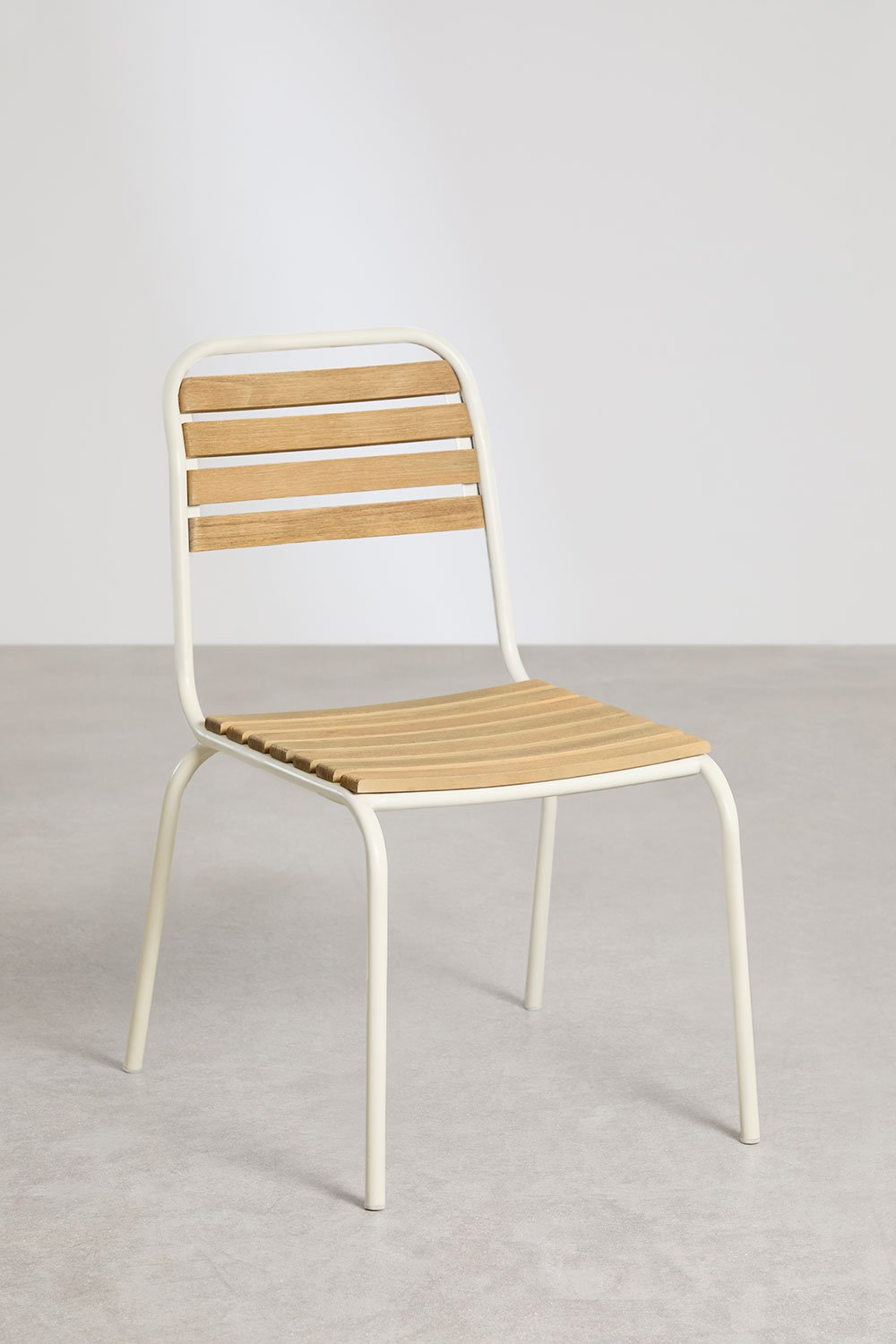 Stackable dining chair in steel and acacia wood Artus, gallery image 3