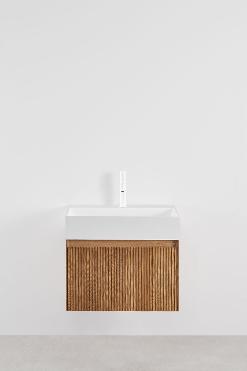 Suspended wooden bathroom furniture set with integrated sink Aldeia, gallery image 2