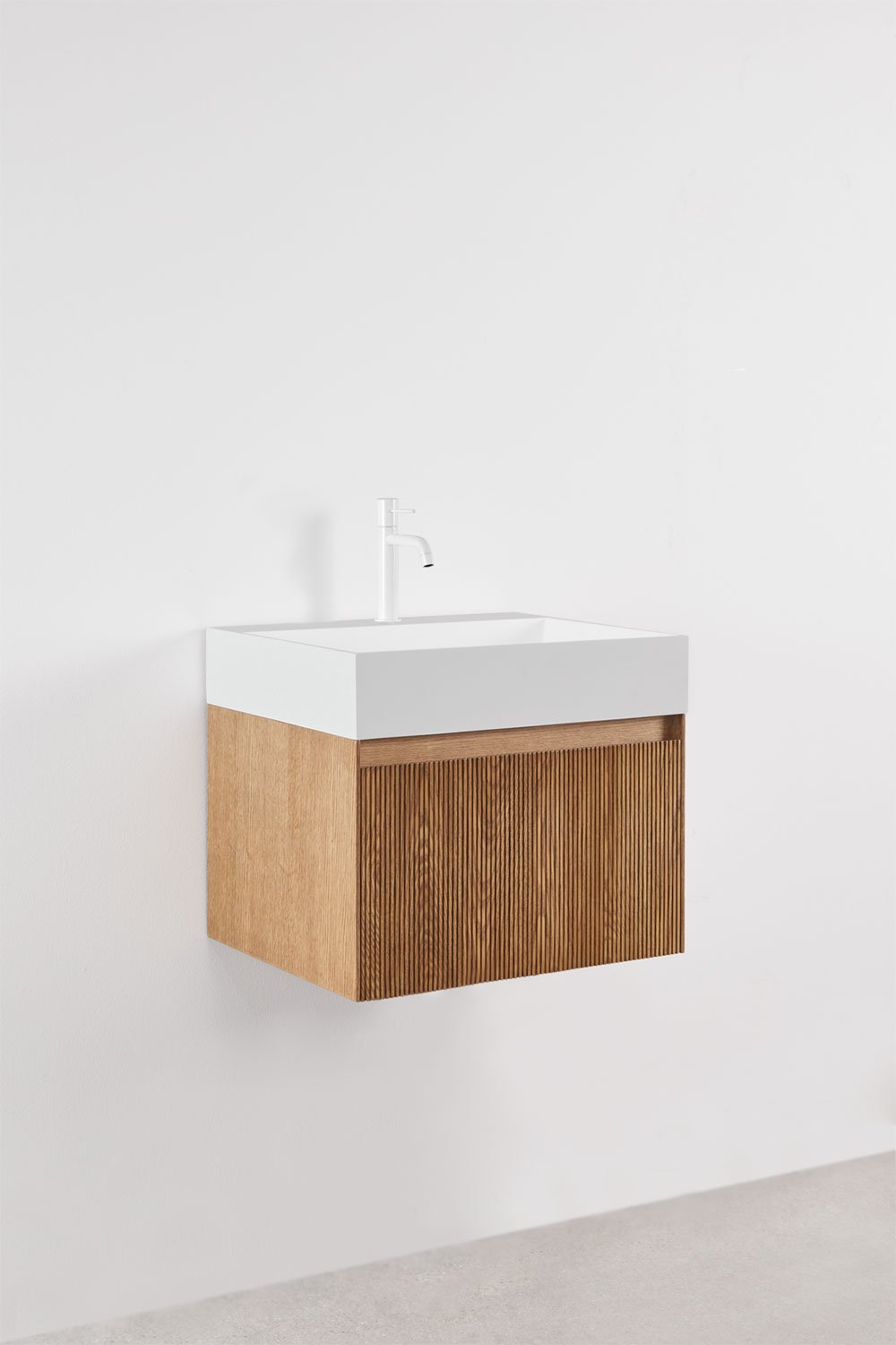 Aldeia wooden bathroom furniture set with integrated sink, gallery image 3