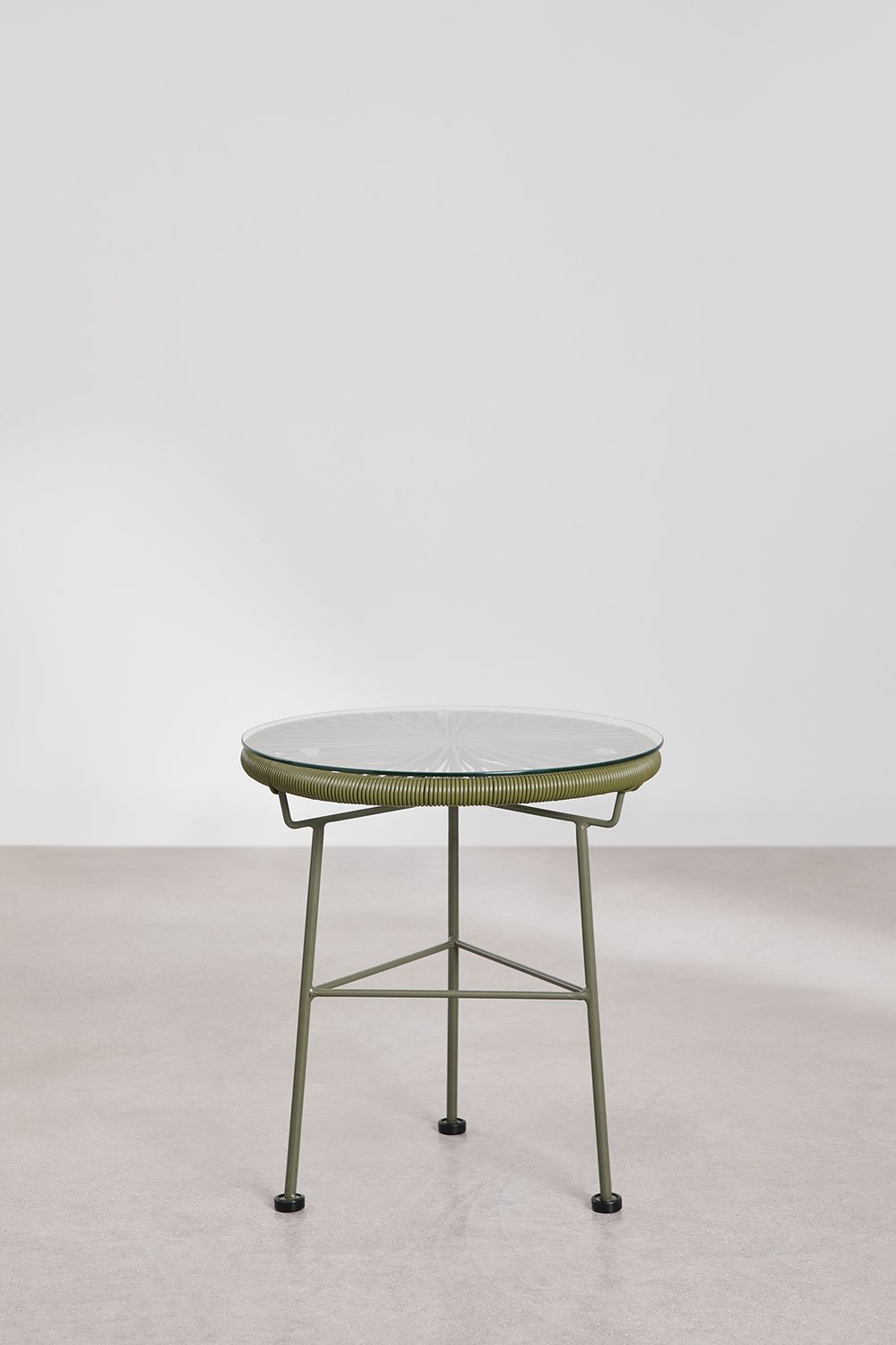 Round side table in iron and synthetic wicker (Ø45 cm) Acapulco, gallery image 1