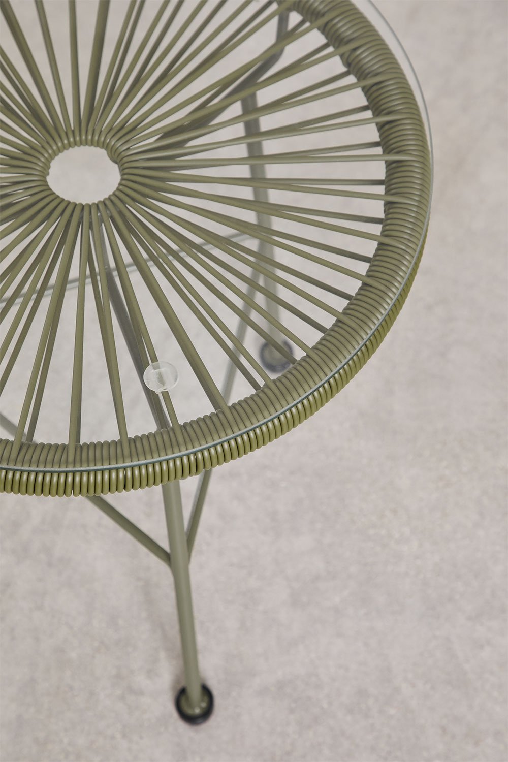 Round side table in iron and synthetic wicker (Ø45 cm) Acapulco, gallery image 2