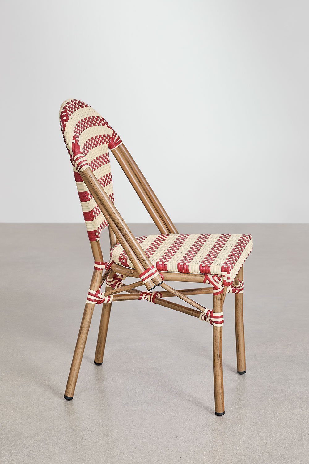 Stackable garden chair in synthetic rattan and aluminum Solange Bistro, gallery image 2