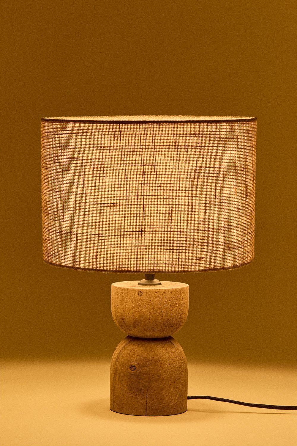 Table lamp ↑40 cm in mango wood and linen Gabina, gallery image 2