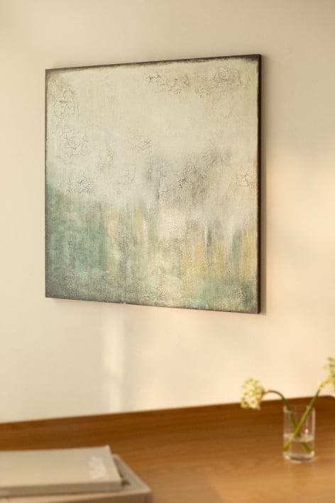 Decorative painting (100x100 cm) with plaster texture in light grey Raizel