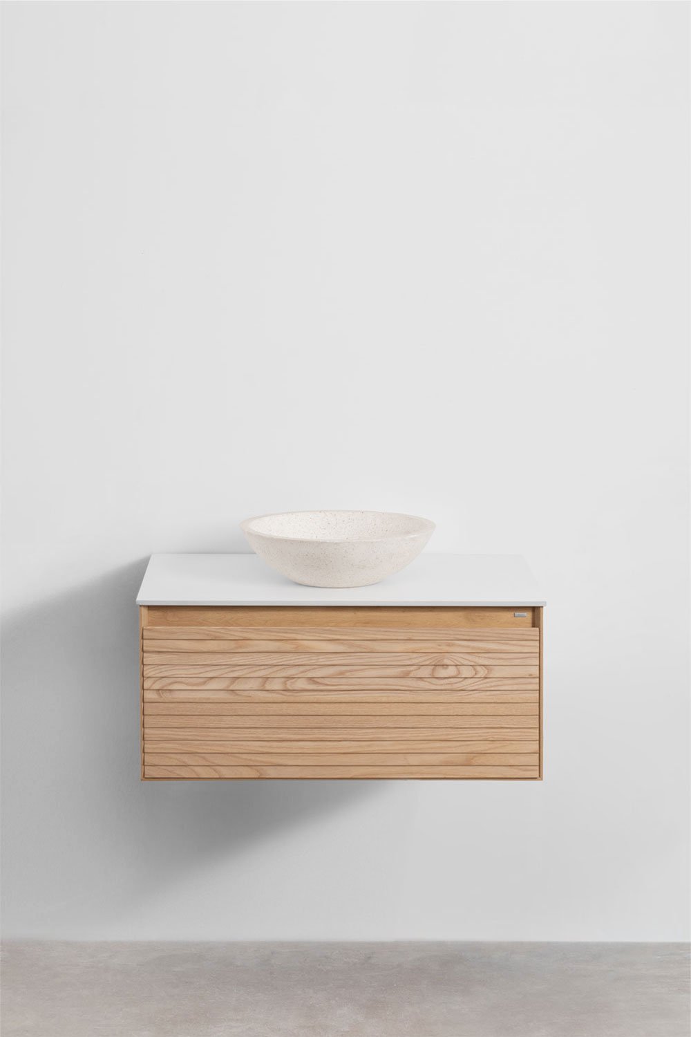 Suspended bathroom furniture set 80x50 cm in ash wood Tedrik, gallery image 2