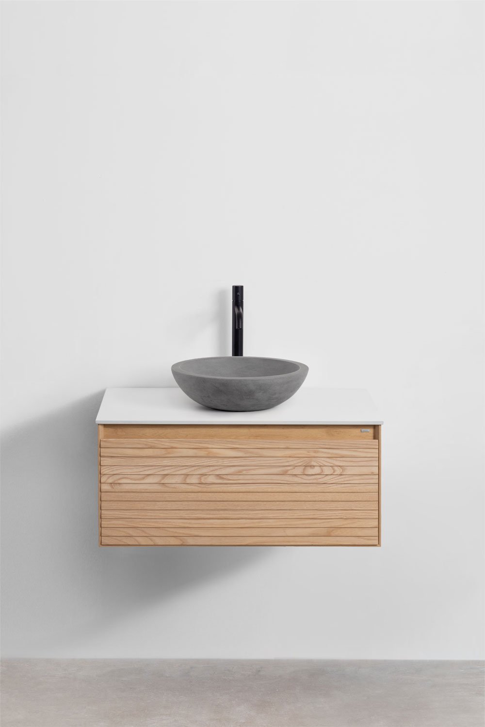 Tedrik suspended bathroom furniture set in ash wood, gallery image 2