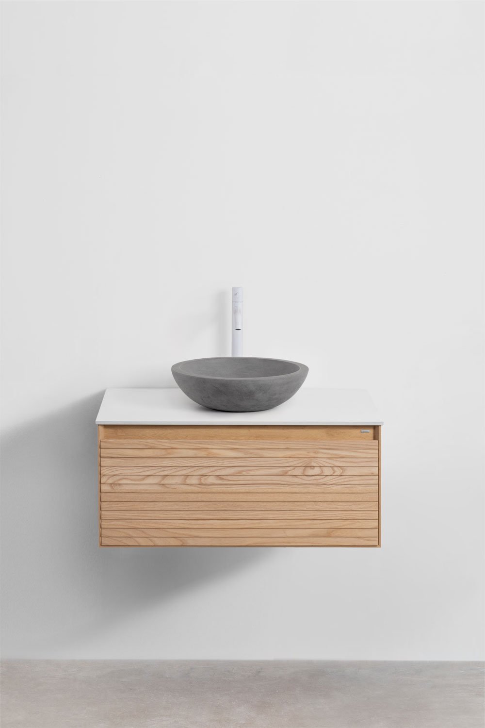Tedrik suspended bathroom furniture set in ash wood, gallery image 2