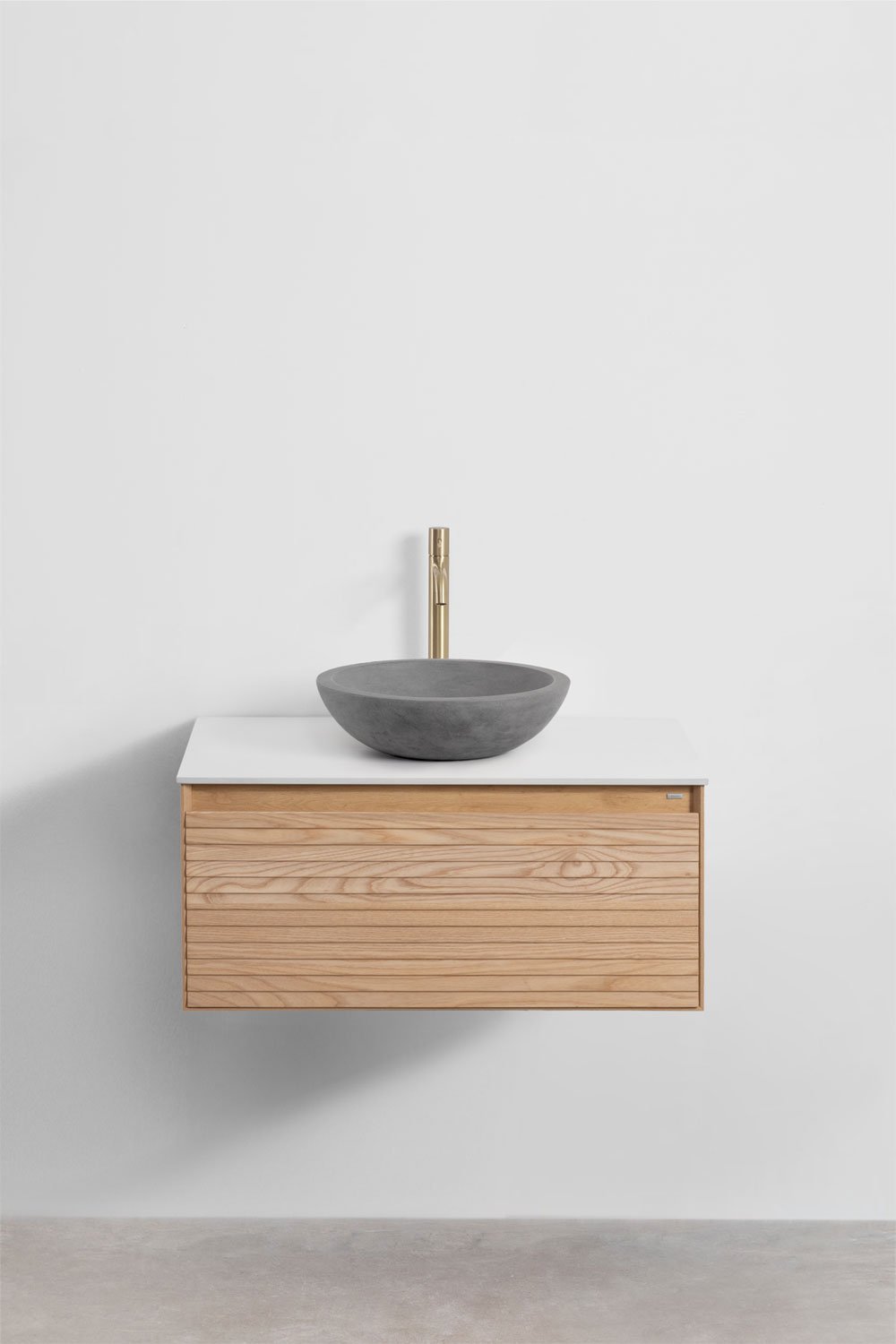 Tedrik suspended bathroom furniture set in ash wood, gallery image 2