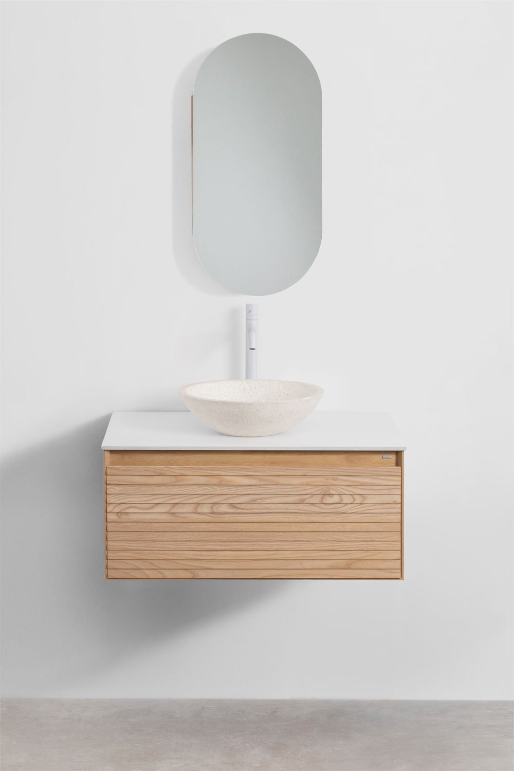 Tedrik suspended bathroom furniture set in ash wood, gallery image 2