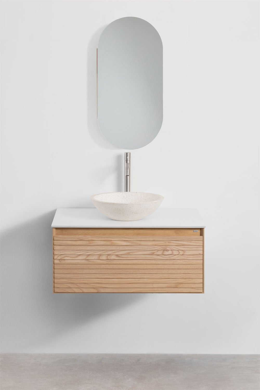 Tedrik suspended bathroom furniture set in ash wood, gallery image 2