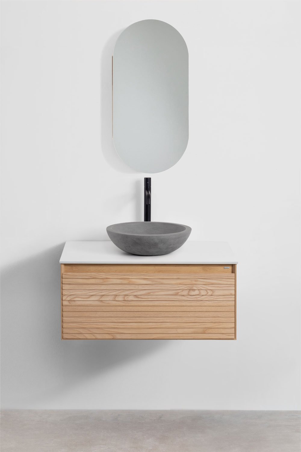 Tedrik suspended bathroom furniture set in ash wood, gallery image 2