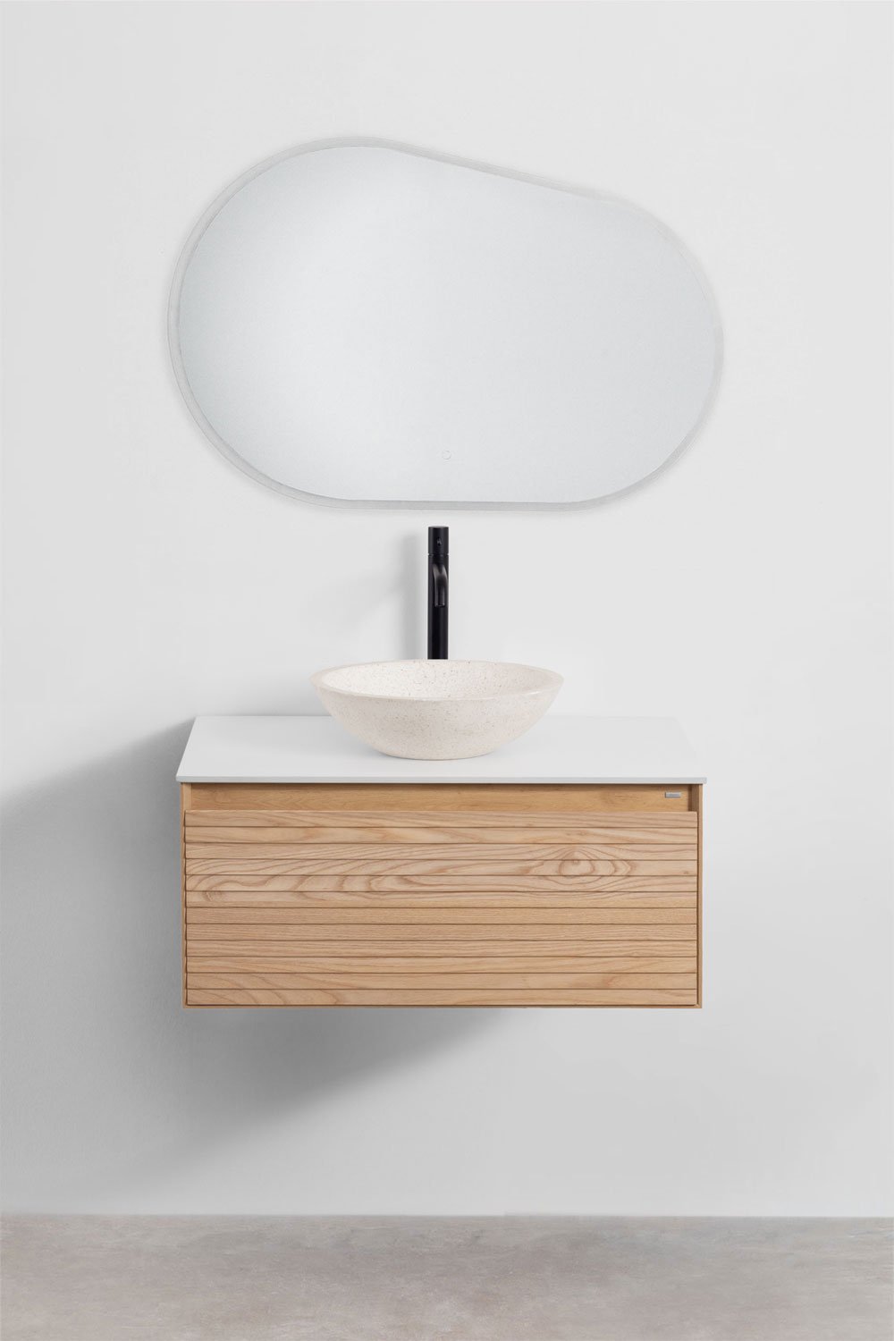 Tedrik suspended bathroom furniture set in ash wood, gallery image 2