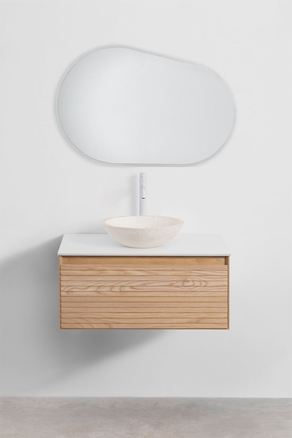 Tedrik suspended bathroom furniture set in ash wood, gallery image 2