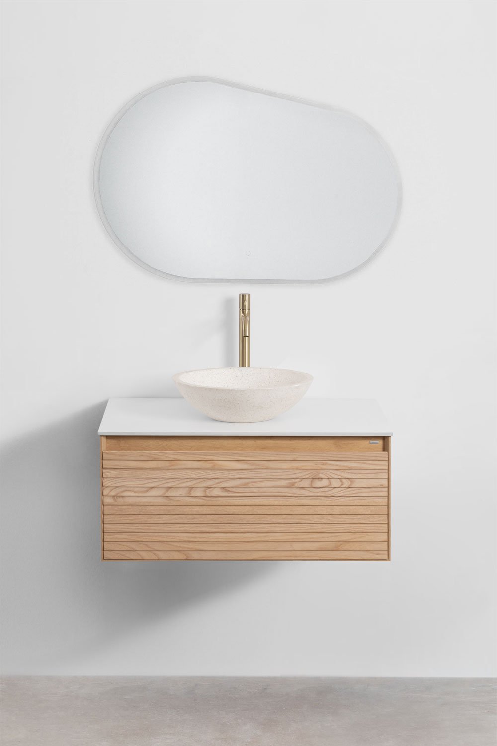 Tedrik suspended bathroom furniture set in ash wood, gallery image 2