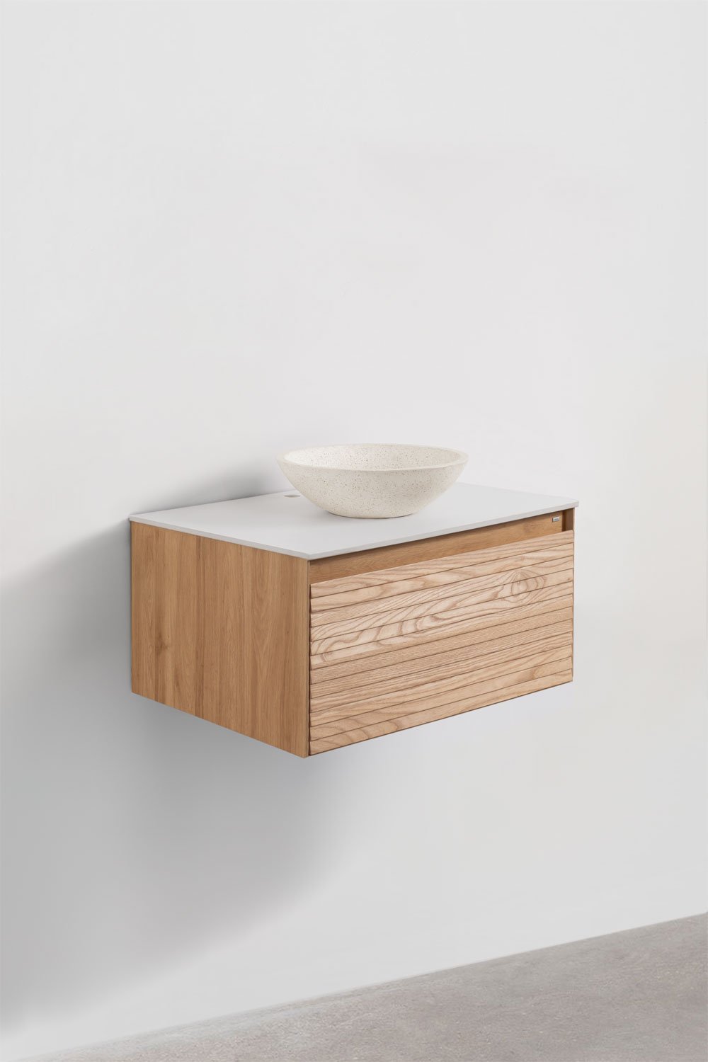 Tedrik suspended bathroom furniture set in ash wood, gallery image 3