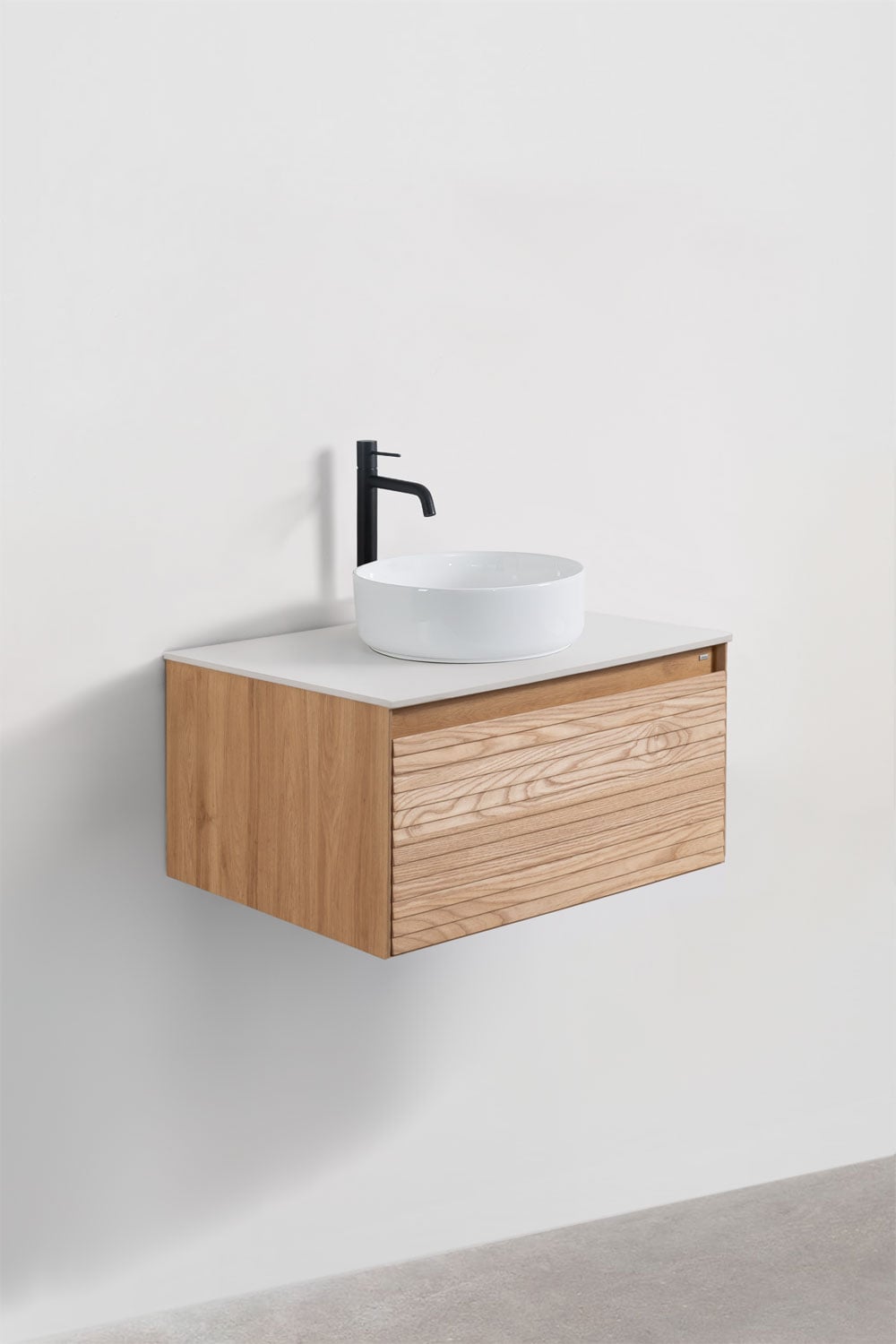 Tedrik suspended bathroom furniture set in ash wood, gallery image 3