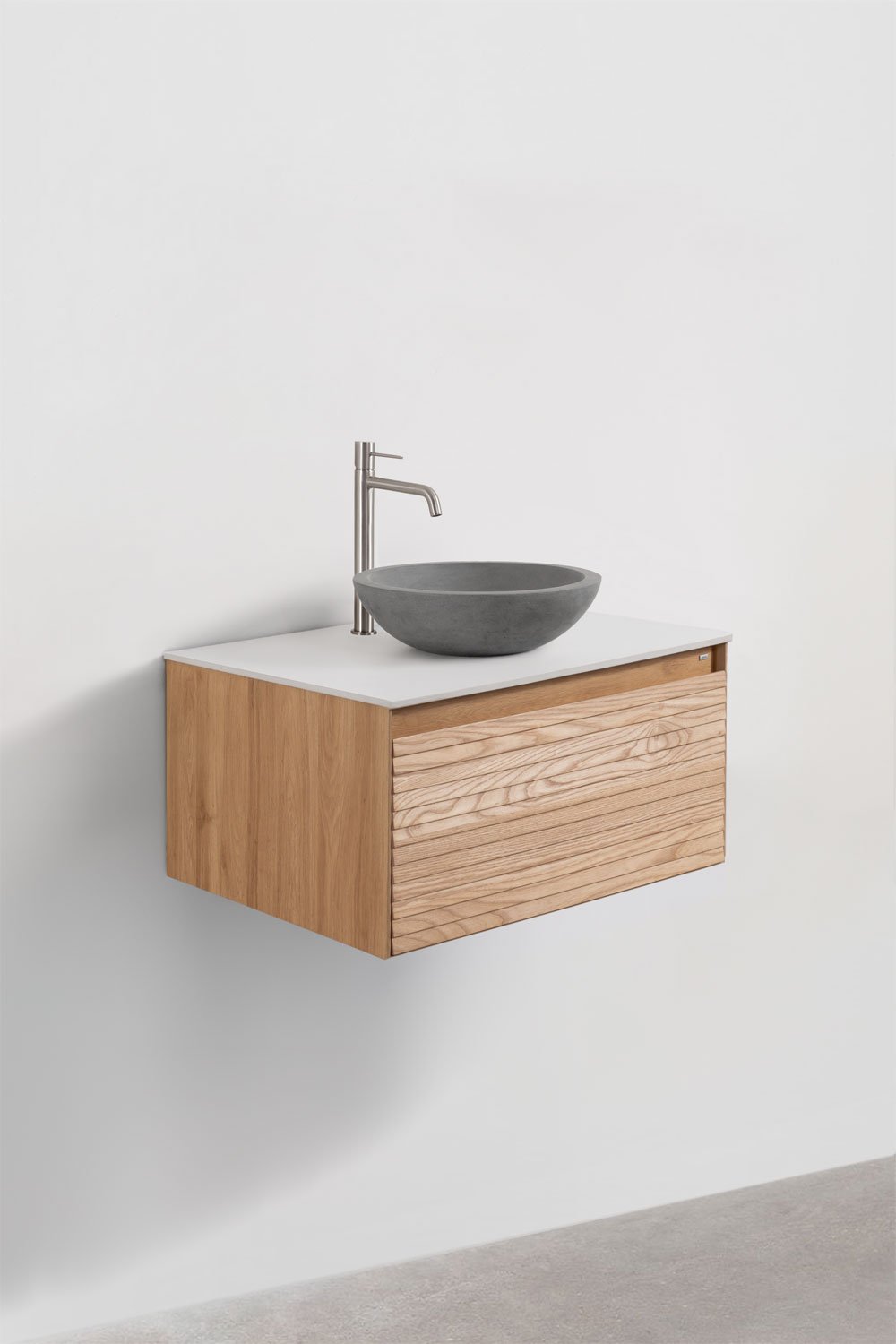 Tedrik suspended bathroom furniture set in ash wood, gallery image 3