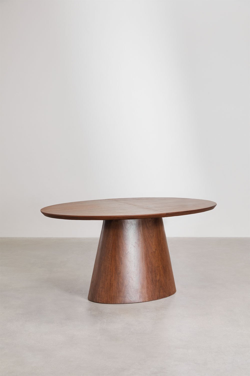 Extendable oval dining table 160-200x100 cm in MDF and walnut veneer Gala, gallery image 2