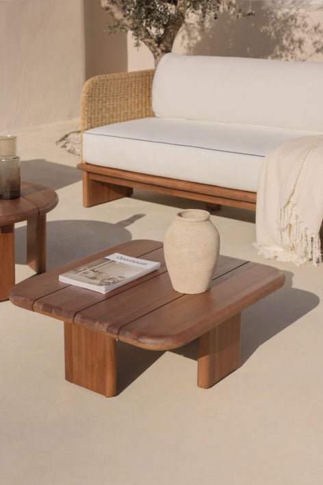 Square coffee table 70x70 cm for garden in Famara acacia wood