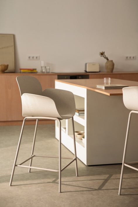 High stool 65 cm in polypropylene and stone white iron Lynette - White Stone