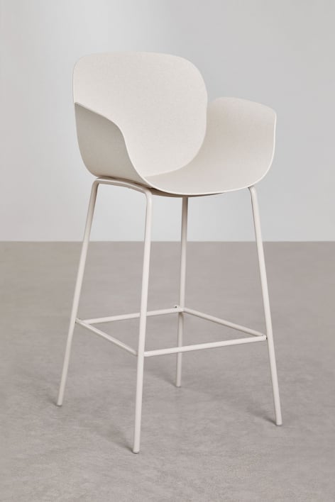 2-Pack high stools 75 cm in polypropylene and stone white iron Lynette - White Stone