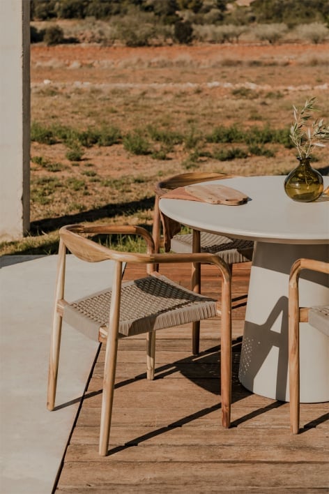 Mallory garden chair in acacia wood and braided rope