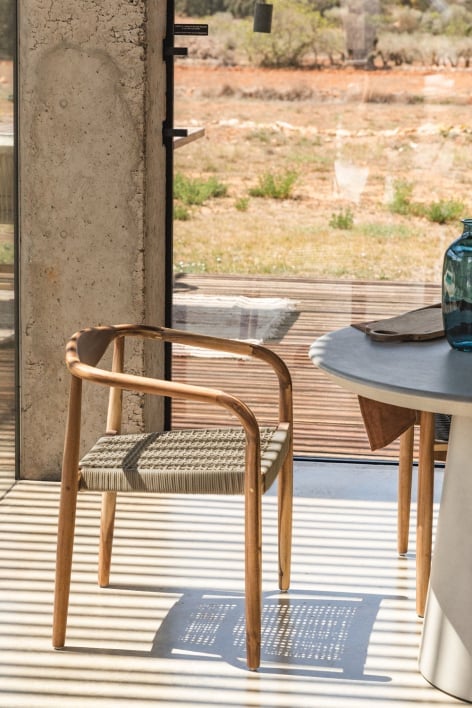 Mallory Acacia Wood and Braided Rope Dining Chair