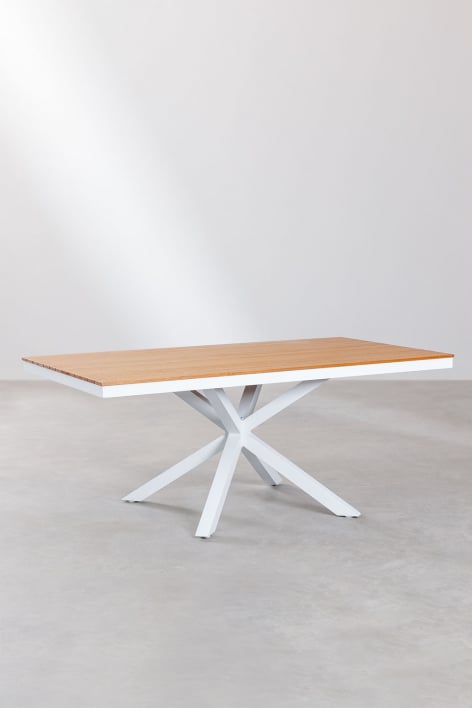 Rectangular garden table 180x100 cm in aluminum and wood Archer