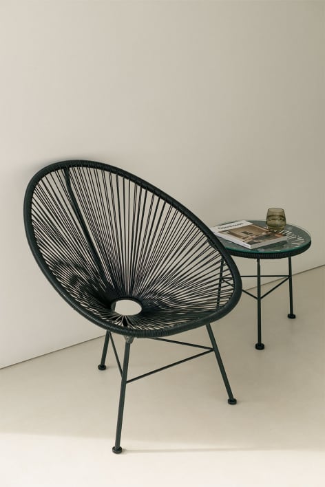 New Acapulco garden chair in steel and synthetic wicker - Black