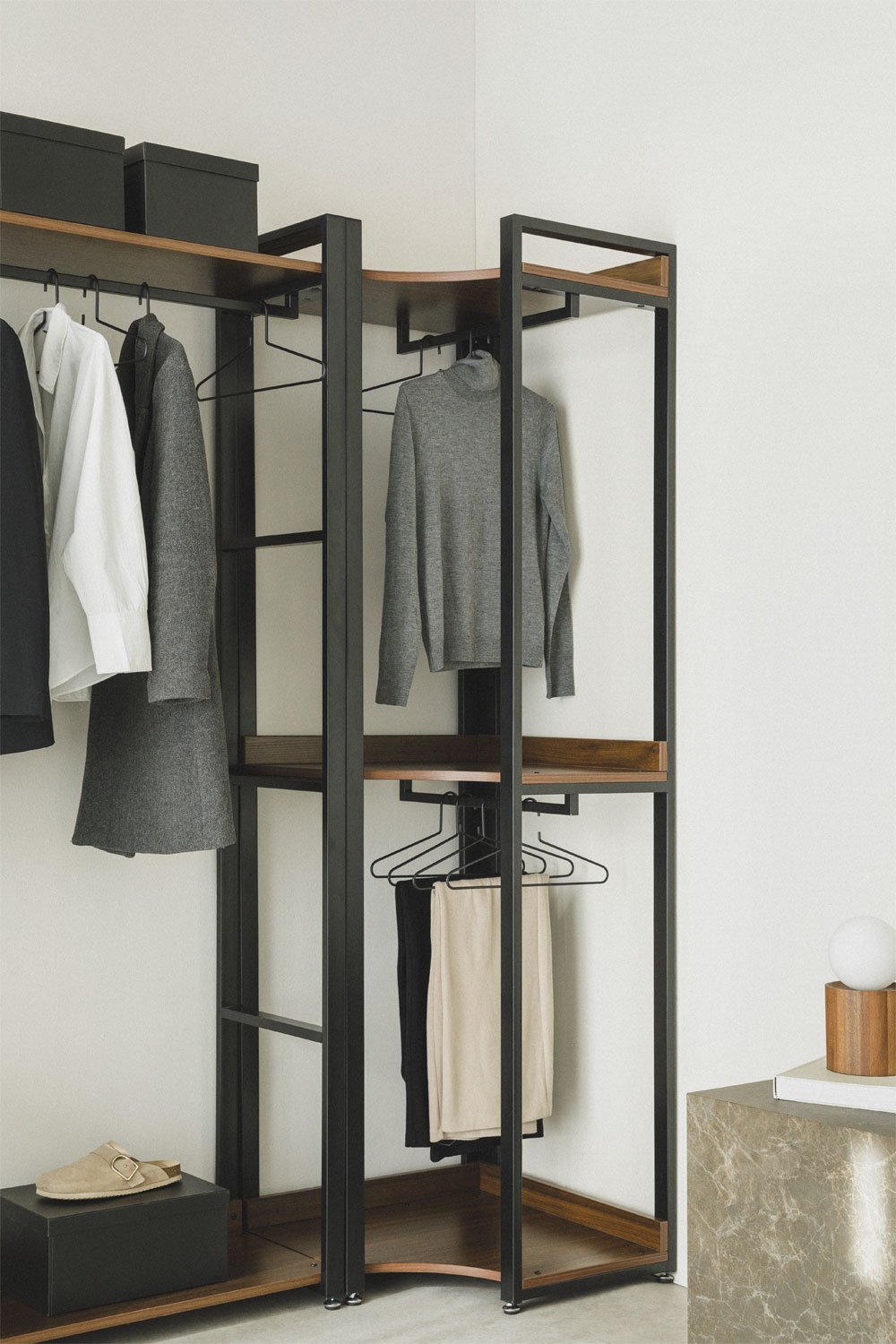Open Corner Wardrobe in Steel and Wood Ariaster, gallery image 1