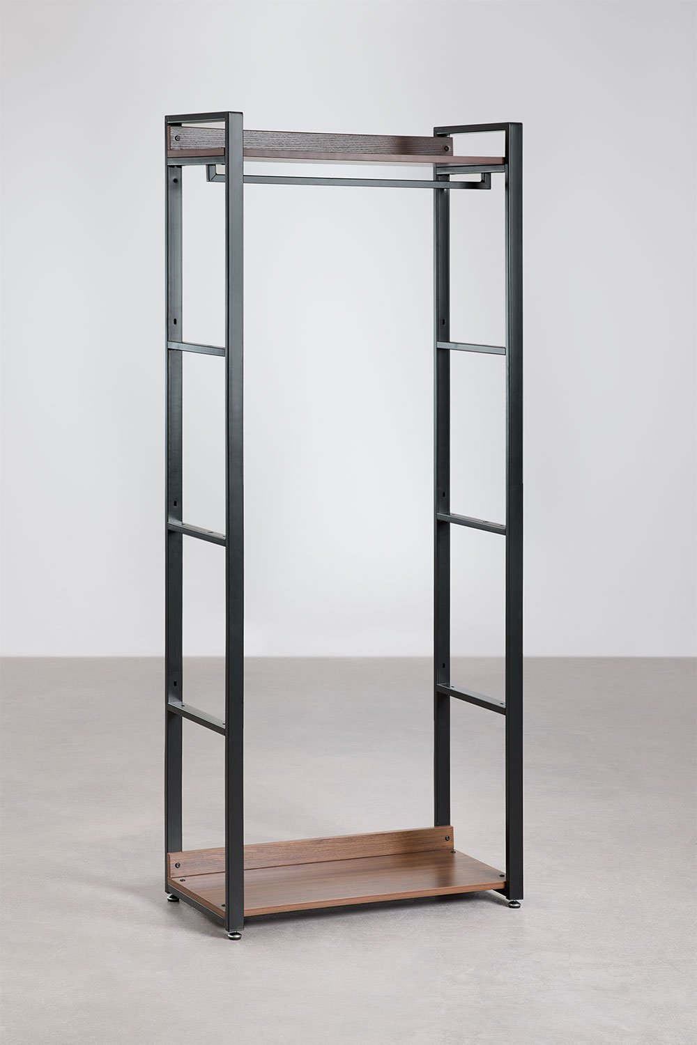 Open Corner Modular Wardrobe 3-Piece with Steel and Wood Clothes Rack Ariaster, gallery image 2